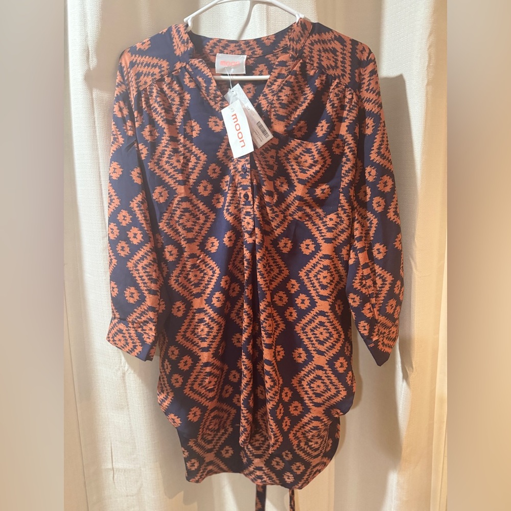Moon collection Veda graphic tie waste tunic- new with tags- women’s size large